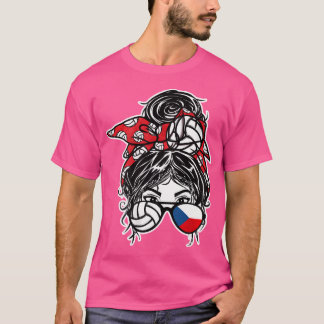 Camiseta Tcheco Mensageiro Bun Hair Girl Volleybal Repúblic