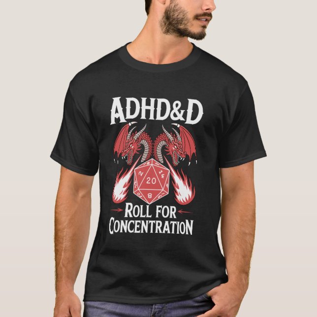 Camiseta Tdah&d Tdah Rolar Para Concentração (Frente)