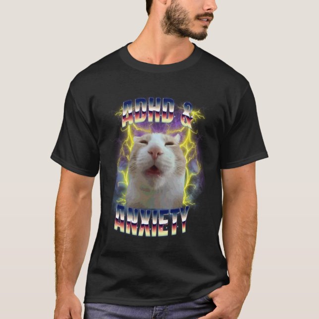 Camiseta TDAH e Ansiedade Neurodiversidade Meme Divertido e (Frente)