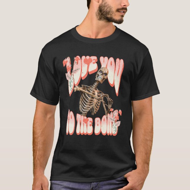 Camiseta Te Amo até os Ossos Romance de Esqueleto (Frente)