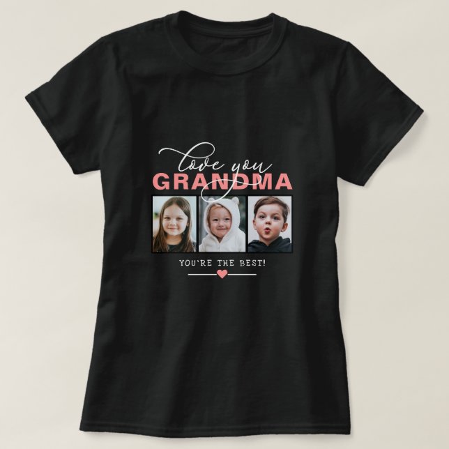 Camiseta Te Amo Avó/Nana/Outro Texto Personalizado De Foto  (Frente do Design)