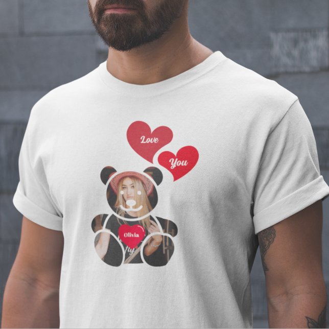 Camiseta Te Amo Um Urso De Teddy E Corações, Personalizado (Criador carregado)