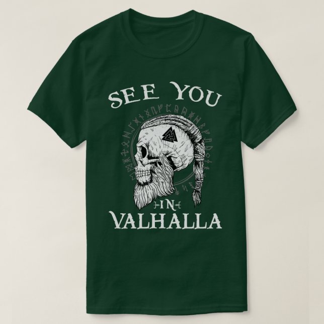 Camiseta Te vejo em Valhalla Viking (Frente do Design)