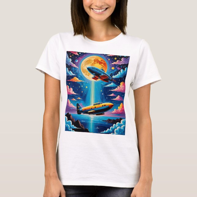 Camiseta Tea de Aventura de Sci-Fi Retro Surreal (Frente)