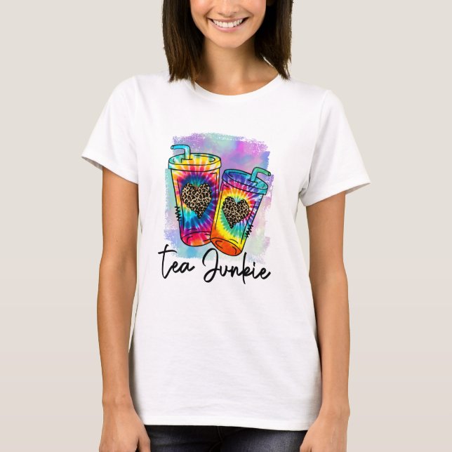 Camiseta Tea Junkie, Chá Carregado (Frente)