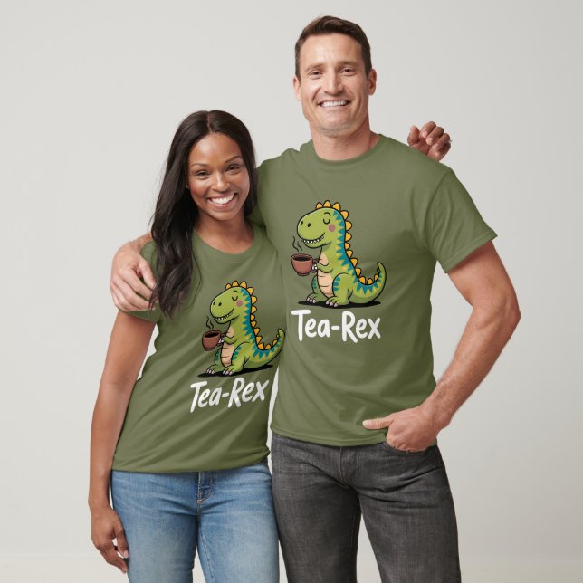 Camiseta Tea-Rex Dinossaur Bebendo Tea Humor (Unissex)