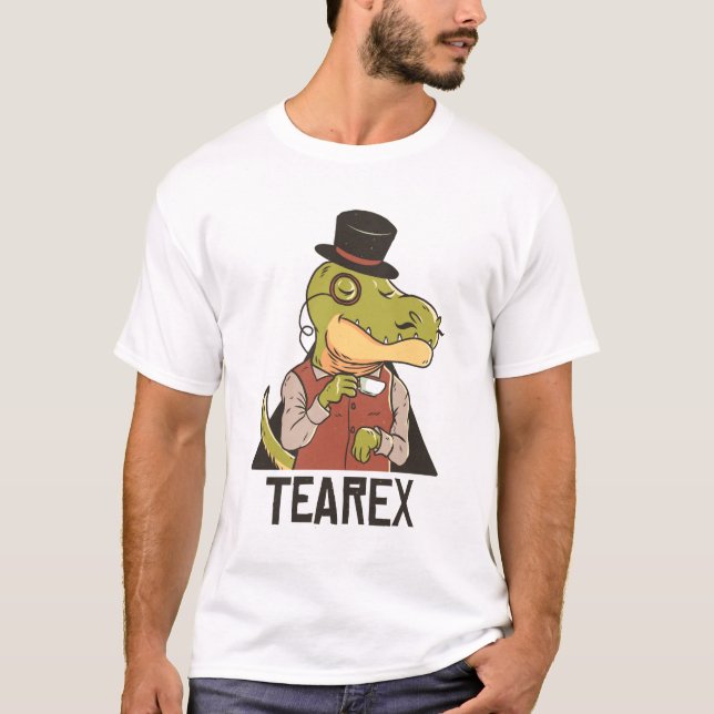 Camiseta Tea Rex - Este Dinossauro T-Rex Adora Chá Bebendo (Frente)