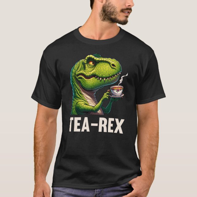 Camiseta Tea Rex Funny T-Rex Dinosaur Tea Lover Gift Design (Frente)