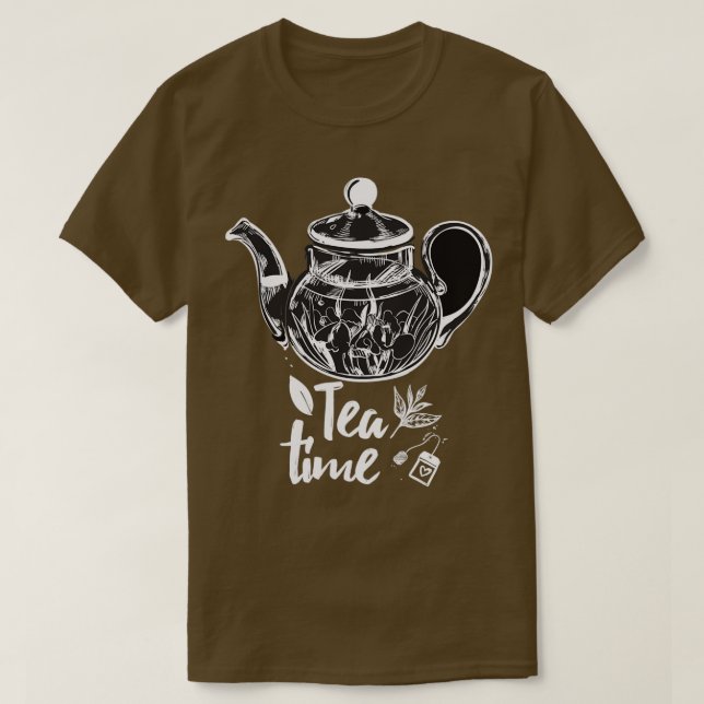 Camiseta Tea Time enquadrou sua taça de chá (Frente do Design)