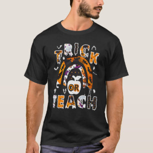 Camiseta Teac De Halloween De Truque Ou Ensino De Fumaça Cu