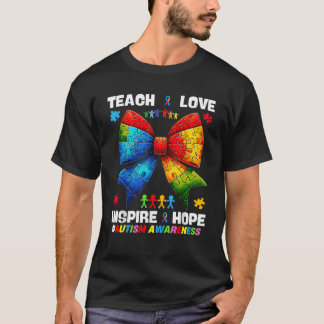 Camiseta Teach Hope Love Inspira Autismo Professor Coquette