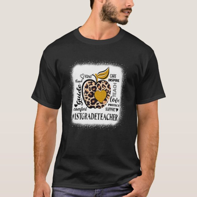 Camiseta Teach Love Inspire 1st Grade Teacher Leopard Back  (Frente)
