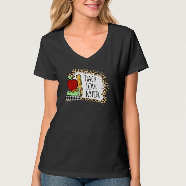 Camiseta Teach Love Inspire Shirt Leopard Cheetah Print 100 (Frente)