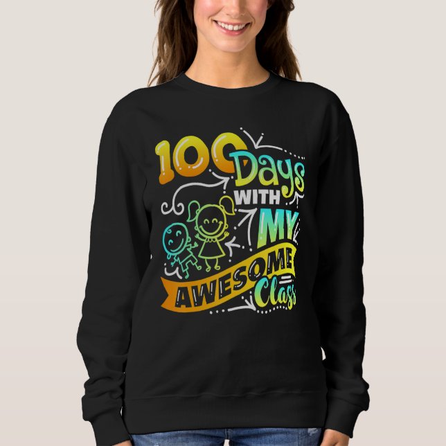 Camiseta Teacher 100th Day of School With Awesome Class_2 (Frente)