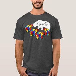 Camiseta Teacher Bear Autismo Mês de Consciência SPED