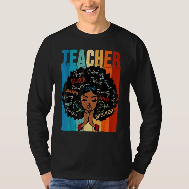 Camiseta Teacher Black History Queen Melanin Afro African P (Frente)