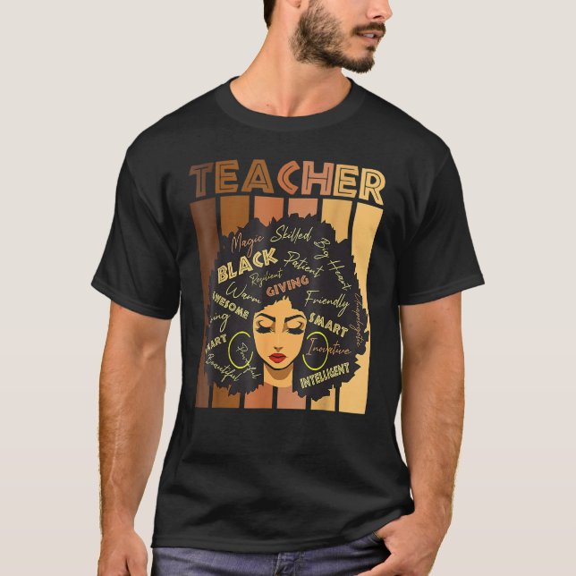 Camiseta Teacher Black Women Black History Queen Melanin Af (Frente)
