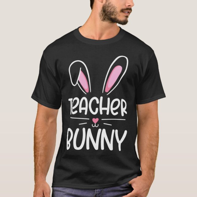 Camiseta Teacher Bunny Happy Easter Day Men Women Matching  (Frente)