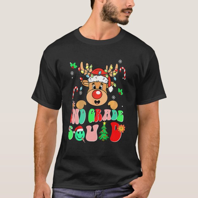 Camiseta Teacher Christmas Funny 2nd Grade Squad Reindeer G (Frente)
