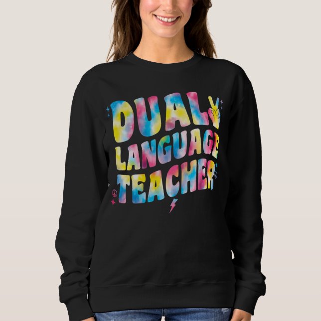 Camiseta Teacher Em Língua Dupla Groovy Tie Dye (Frente)