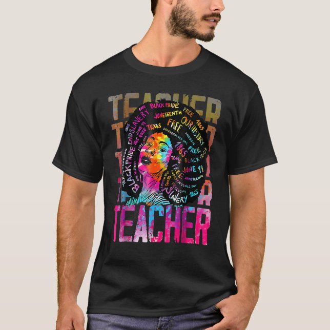 Camiseta Teacher Retro Black History Month Afro Queen Black (Frente)