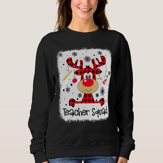 Camiseta Teacher Squad Cute Red Plaid Reindeer Snow  Christ (Frente)