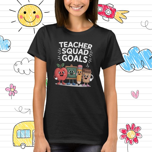 Camiseta Teacher Squad Goals Cute School Supplies Cartoon (Criador carregado)