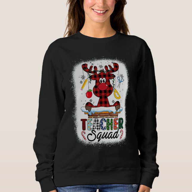 Camiseta Teacher Squad Reindeer Bleached   Teacher Christma (Frente)