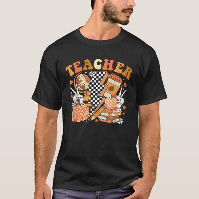 Camiseta Teacher Thanksgiving Coffee Pumpkin Spice Hallowee (Frente)