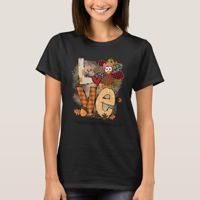 Camiseta Teacher Thanksgiving Love Assistant Principal Cute (Frente)