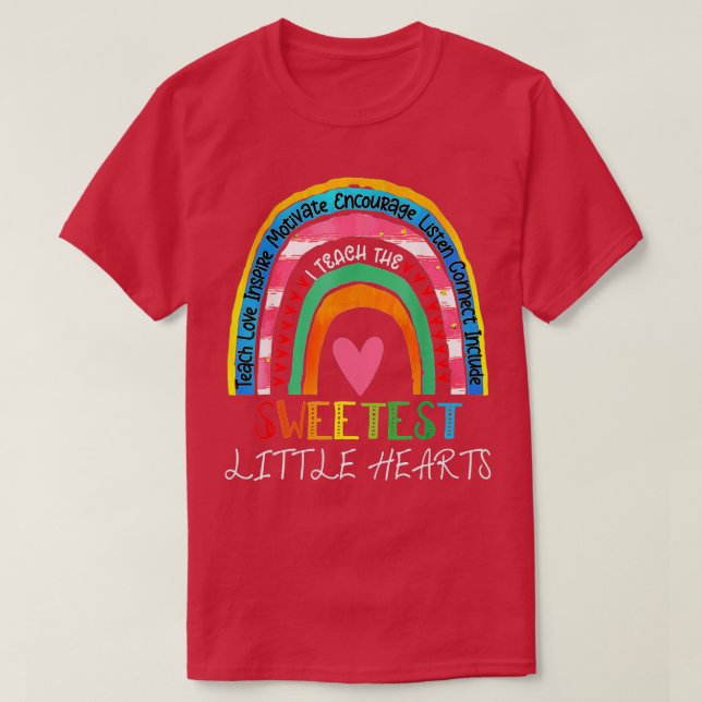 Camiseta Teacher valentines day  teacher rainbow sweetest h (Frente do Design)