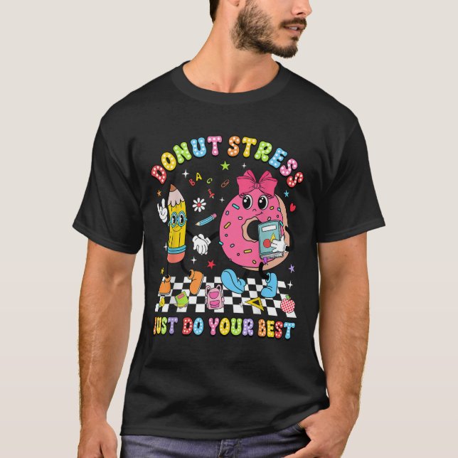 Camiseta Teachers Donut Stress Just Do Your Test Day Boys G (Frente)
