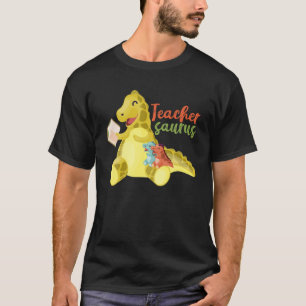 Camiseta Teachersaurus Funny Dinossaur Professor Lover Ler 