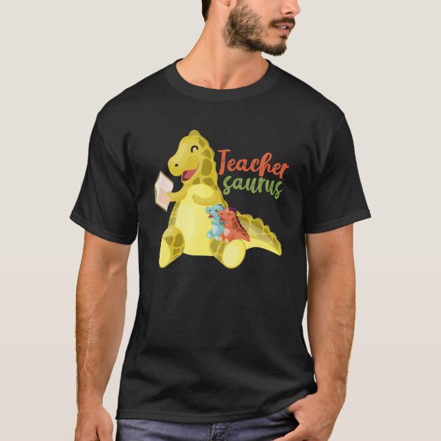 Camiseta Teachersaurus Funny Dinossaur Professor Lover Ler  (Frente)