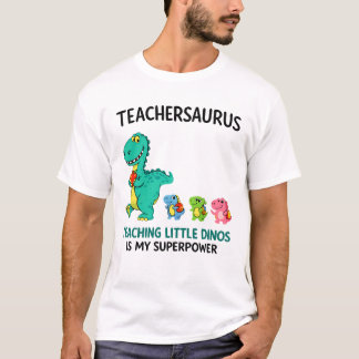 Camiseta Teachersaurus humor de professor com pequenos dino