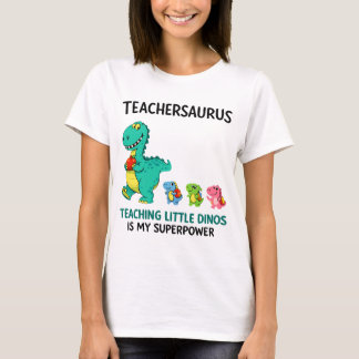 Camiseta Teachersaurus humor de professor com pequenos dino