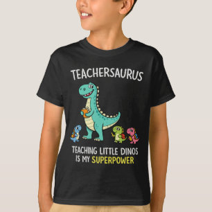 Camiseta Teachersaurus humor de professor com pequenos dino