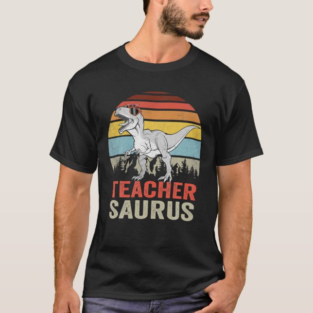 Camiseta Teachersaurus T Rex Dinossaur Professora Surus Fam (Frente)
