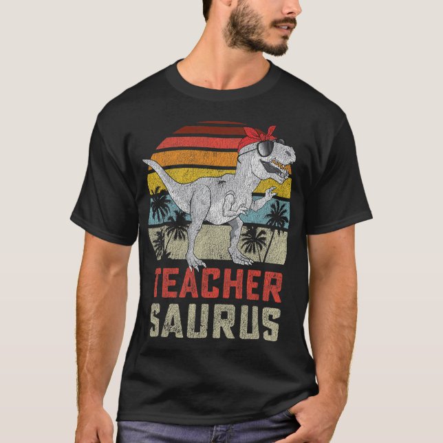 Camiseta Teachersaurus T Rex Dinossaur Professora Surus Fam (Frente)
