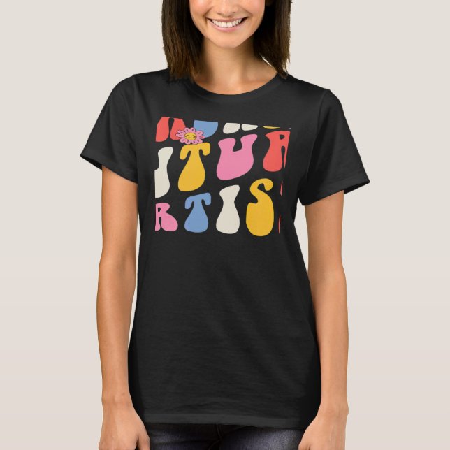 Camiseta Teaching Future Artists Groovy Retro Back To Schoo (Frente)