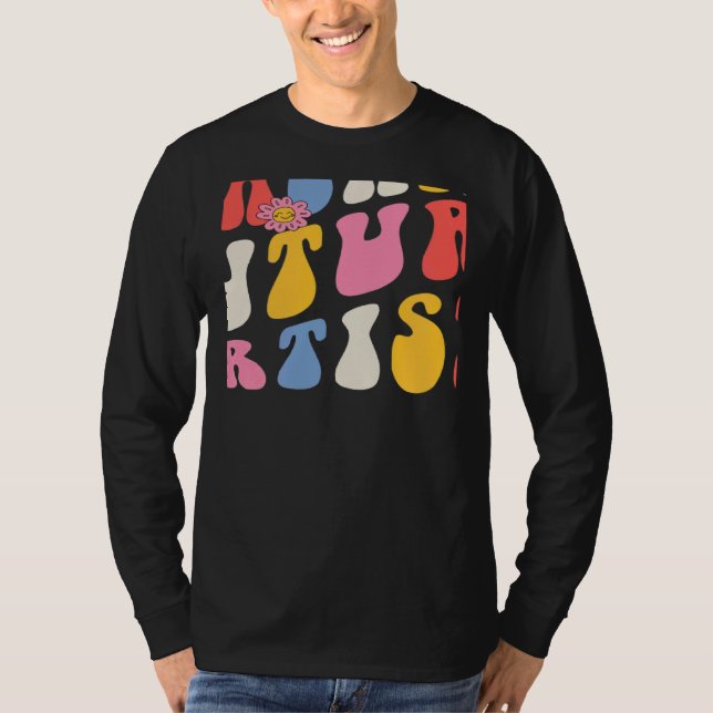 Camiseta Teaching Future Artists Groovy Retro Back To Schoo (Frente)