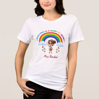 Camiseta Teaching Is a Work of Heart Cute Rainbow Teacher