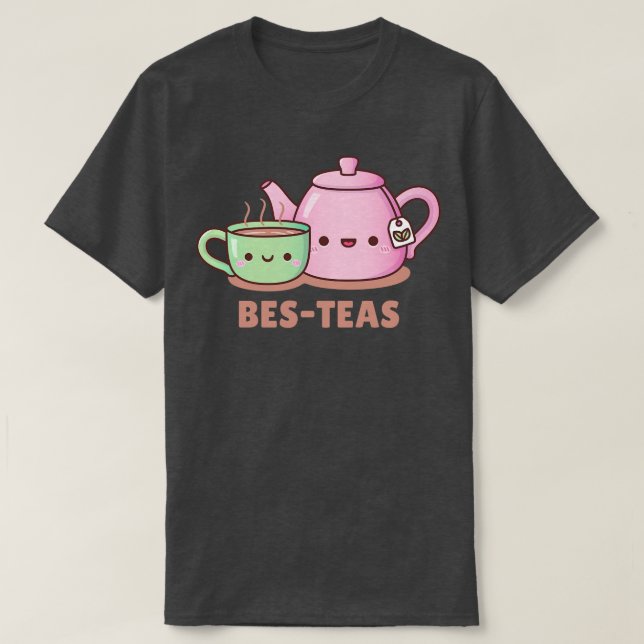 Camiseta Teacup e bule de chá Besties Tea Pun (Frente do Design)