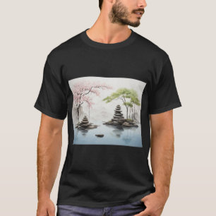 Camiseta Teacup Zen Stones Calm Brew Impressão Tee