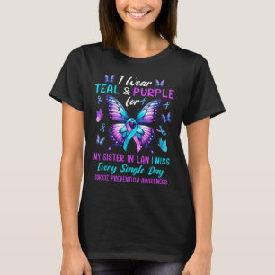 Camiseta Teal & Roxo Para A Irmã Em Direito O Suicídio