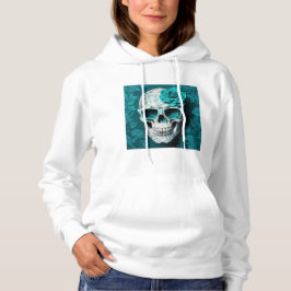 Camiseta Teal Floral 3D Morto Caveira vestindo óculos escur