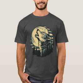 Camiseta Teal Howling Wolf Moon Art