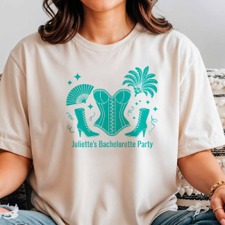 Camiseta Teal Las Vegas Showgirl Bridesmaid Bach Party