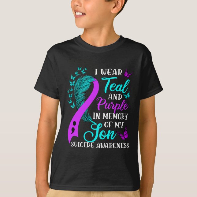 Camiseta Teal Purple Em Memória Do Meu Filho Sensibilização (Frente)
