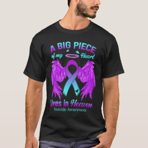 Camiseta Teal Purple Ribbon Angel Wing Suicídio Sensibiliza